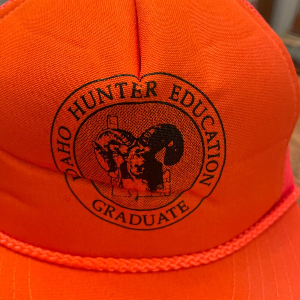 Vintage Idaho Hunter Education Graduate Orange Snapback Trucker Hat Cap - Picture 3 of 13